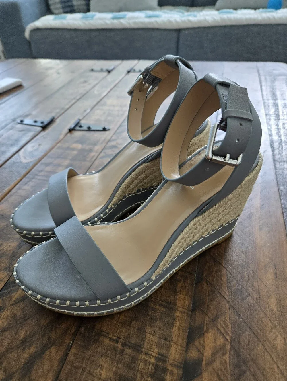 Lauren Ralph Lauren Hilarie Nappa Leather Espadrille Wedge Sandals. Size 6.5